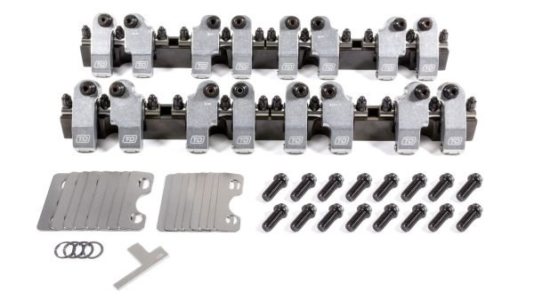 T AND D MACHINE SBC Shaft Rocker Arm Kit w/Bowtie 18 Deg. Heads 2053-165/160