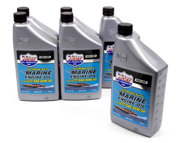 LUCAS OIL Marine Semi-Synthetic SAE 20w50 6×1 Qt 10654