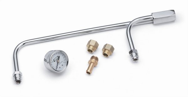 MR. GASKET Chrome Fuel Line w/Press Gauge (Demon Carbs) 1576