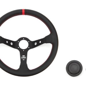 OMP RACING, INC. Corsica Steering Wheel Black and Red Leather OD0-1956-073