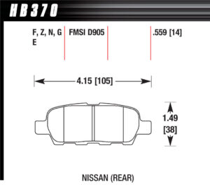 HAWK BRAKE Brake Pad HP Plus Nissan Rear HB370N.559