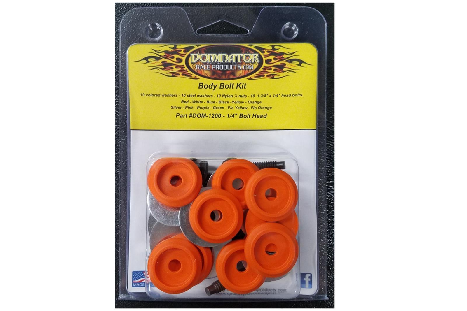 DOMINATOR RACE PRODUCTS Body Bolt Kit Orange Hex Head 1200-B-OR