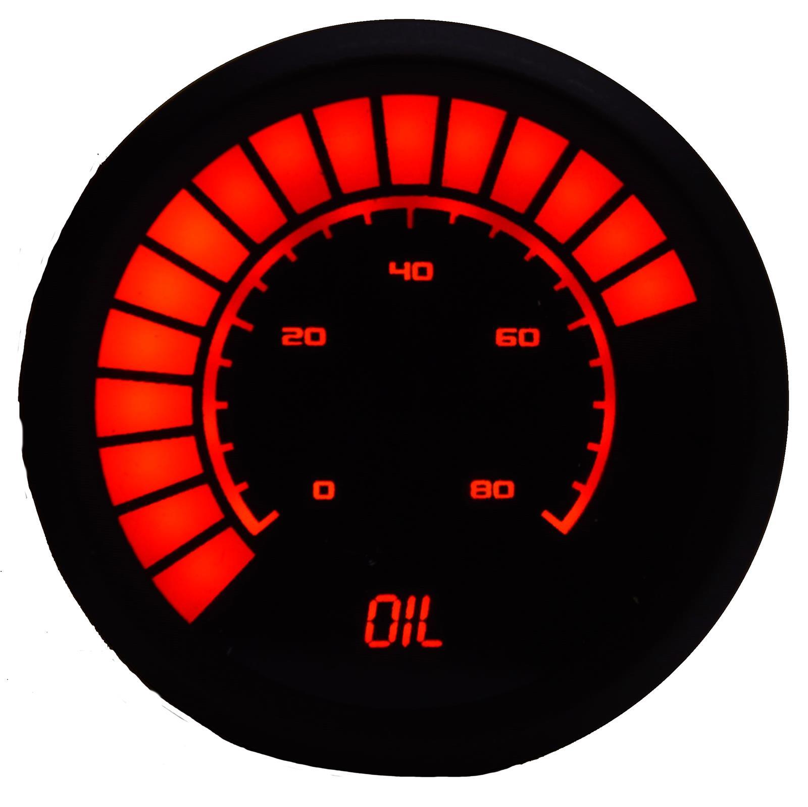 INTELLITRONIX 2-1/16 Analog Bargraph Oil Press Gauge 0-80 PSI B9114R