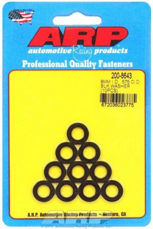 ARP Black Washers – 8mm ID x .575 OD (10) 200-8643