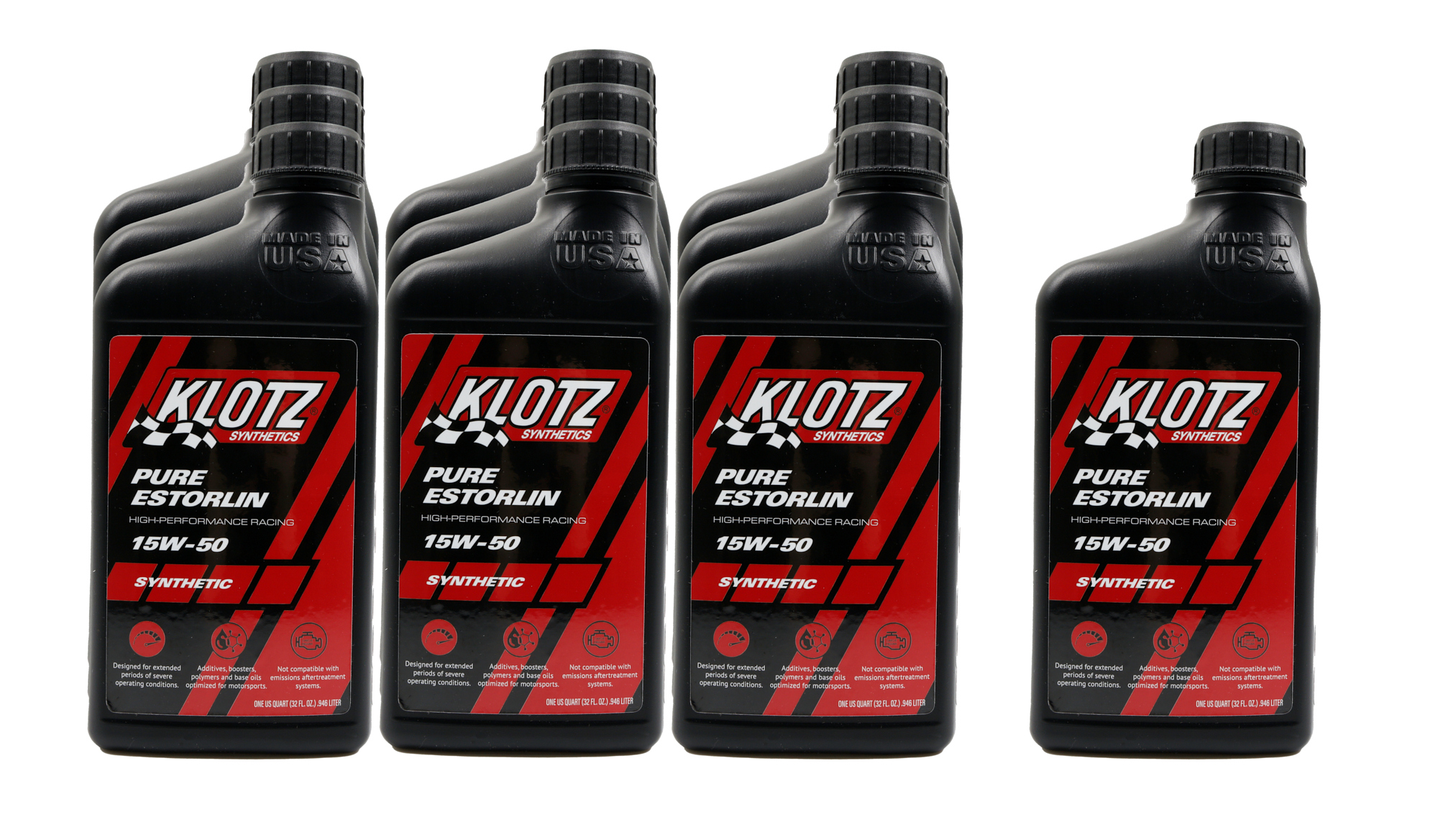 KLOTZ SYNTHETIC LUBRICANTS Pure Estorlin Synthetic Oil 15w50 Case 10×1 Qt KE-955