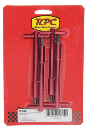RACING POWER CO-PACKAGED Red Aluminum T-Bar Wing Nut 4-3/4In  With 1/4-20 R6010