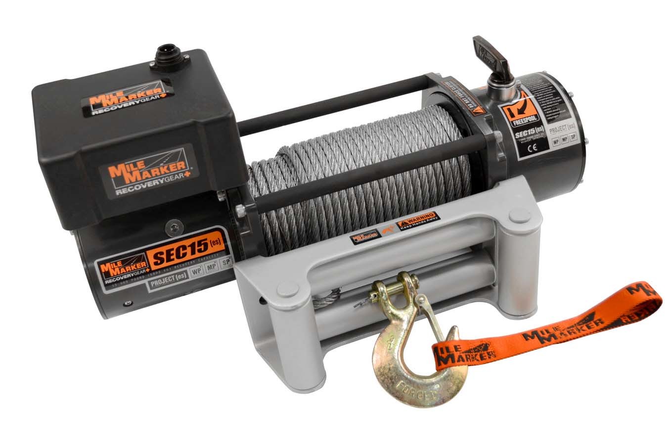 MILE MARKER 15000lb Winch w/Roller Fairlead & 12′ Remote 76-50260W