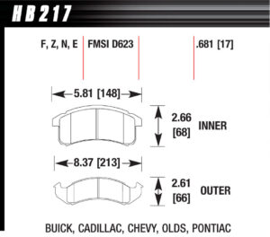 HAWK BRAKE Performance Street Brake Pads (4) HB217F.681