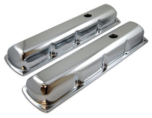 RACING POWER CO-PACKAGED Chrome Steel Oldsmobile Tall Valve Cover Pair R9395