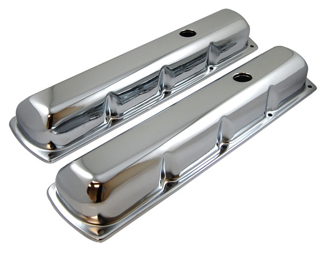 RACING POWER CO-PACKAGED Chrome Steel Oldsmobile Tall Valve Cover Pair R9395