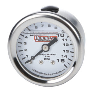 QUICKCAR RACING PRODUCTS Pressure Gauge 0-15 PSI 1.5in Liquid Filled 611-9015