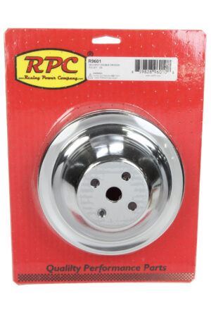 RACING POWER CO-PACKAGED SBC SWP 2 GROOVE WATER P UMP PULLEY CHROME R9601