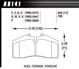 HAWK BRAKE BRAKE PAD 96-98 PORSCHE FRONT AND REAR DTC-60 HB141G.650