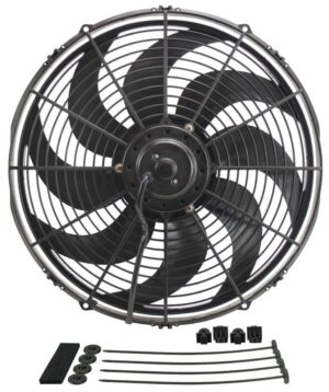 DERALE 16in Dyno-Cool Curved Bl ade Electric Fan 18916