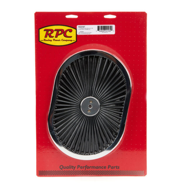 RACING POWER CO-PACKAGED 12in Super Flow Oval Air Cleaner Black Mesh R2216T