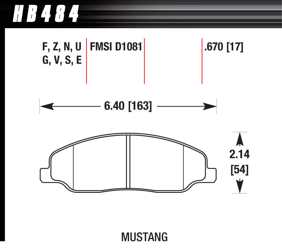 HAWK BRAKE Performance Street Brake Pads (4) HB484F.670