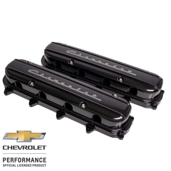 BILLET SPECIALTIES Valve Covers Gen V LT Chevrolet Script Black P95585