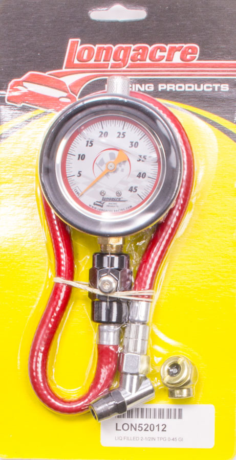 LONGACRE Tire Gauge 0-45PSI 2.5in GID Deluxe 52-52012