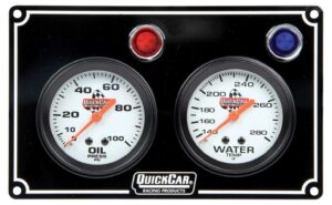 QUICKCAR RACING PRODUCTS 2 Gauge Panel  OP/WT Black 61-6701