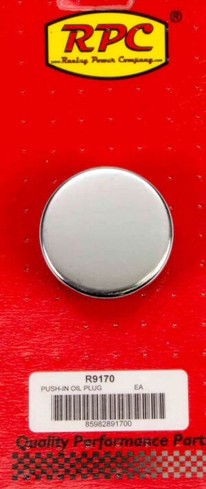 RACING POWER CO-PACKAGED Push In Oil Cap Plain Fits 1 1/4in Hold R9170