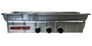 CHAMP PANS SBF 351W D/S Oil Pan w/ KO & 3 #12an Fittings CP351WKO-3