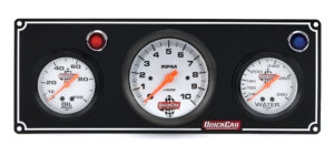QUICKCAR RACING PRODUCTS 2-1 Gauge Panel OP/WT w/ 3in Tach Black 61-67313