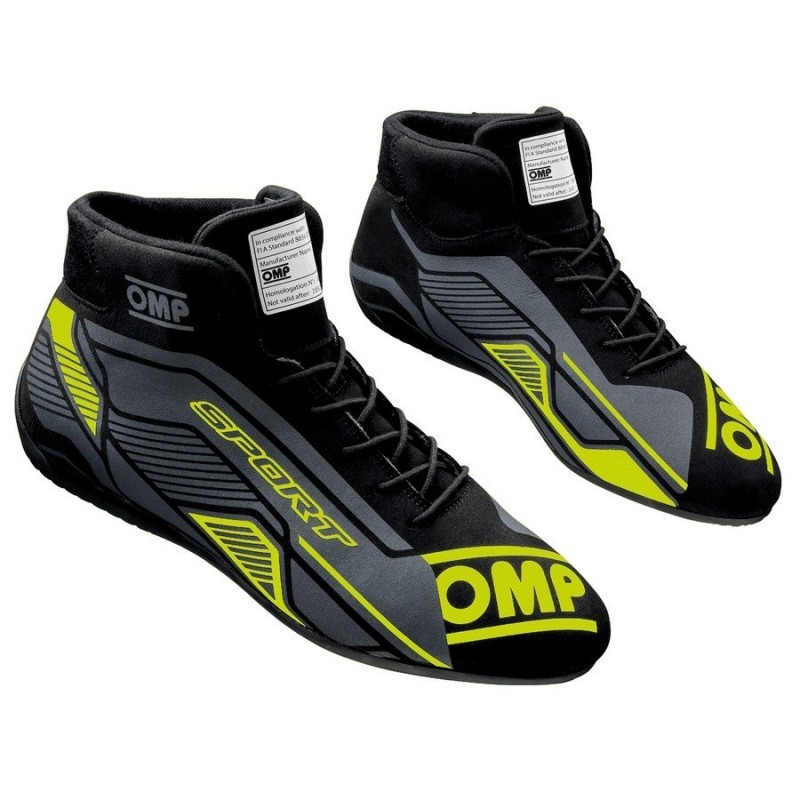 OMP RACING, INC. OMP SPORT SHOES FIA 8856 -2018 BLACK / FLUO YELLO IC0-0829-A01-178-44