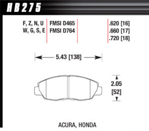 HAWK BRAKE Performance Street Brake Pads (4) HB275F.620