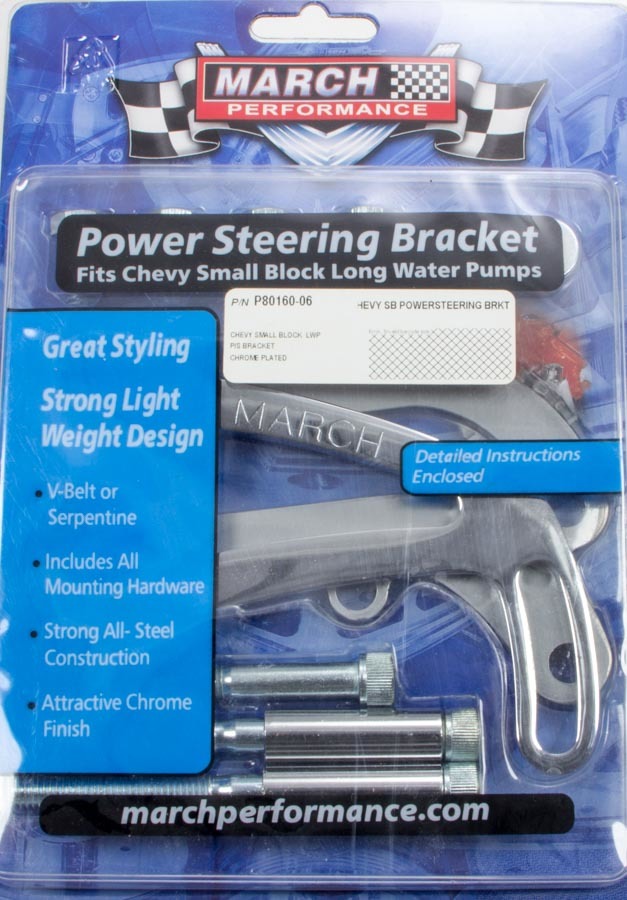 MARCH PERFORMANCE Power Steering Bracket SBC Chrome P80160-06