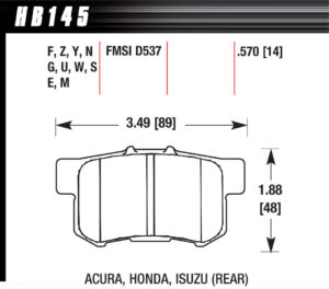 HAWK BRAKE Street Brake Pads Rear Honda HP Plus HB145N.570