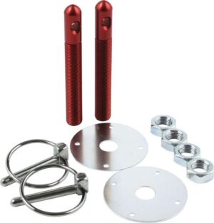ALLSTAR PERFORMANCE Alum Hood Pin Kit 1/2in with 1/4in Clips Red ALL18501