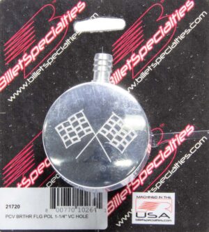BILLET SPECIALTIES Polished PCV Breather Cross-Flags Logo 21720