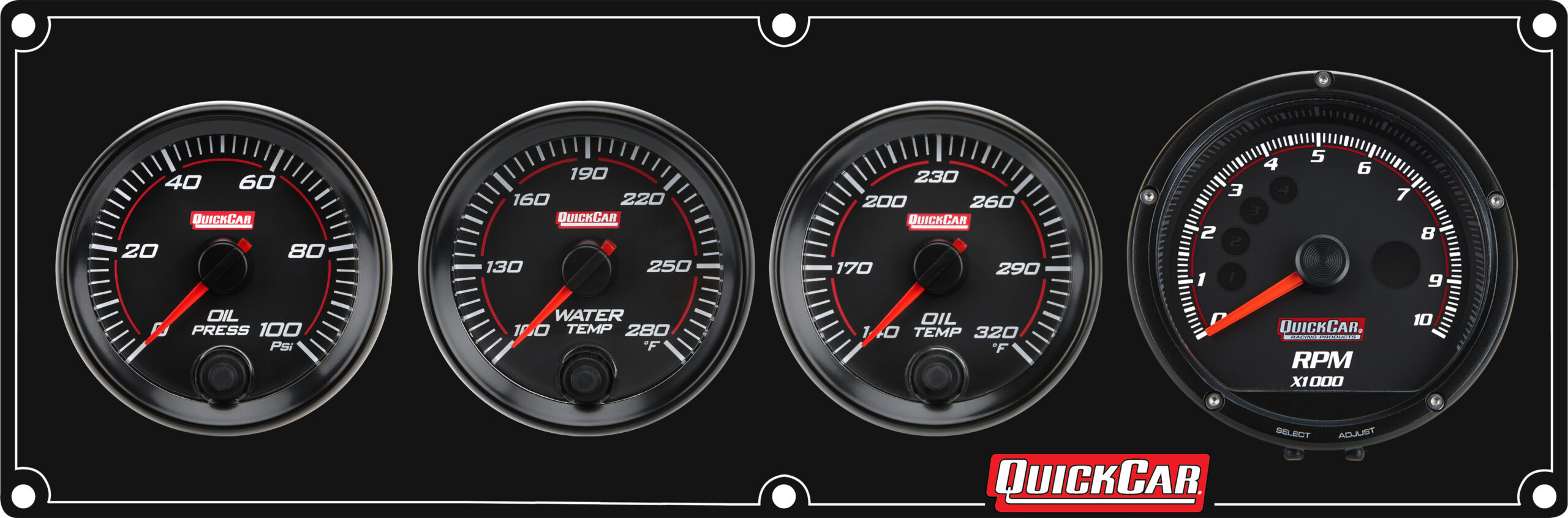 QUICKCAR RACING PRODUCTS Redline 3-1 Gauge Panel OP/WT/OT w/Recall Tach 69-3041