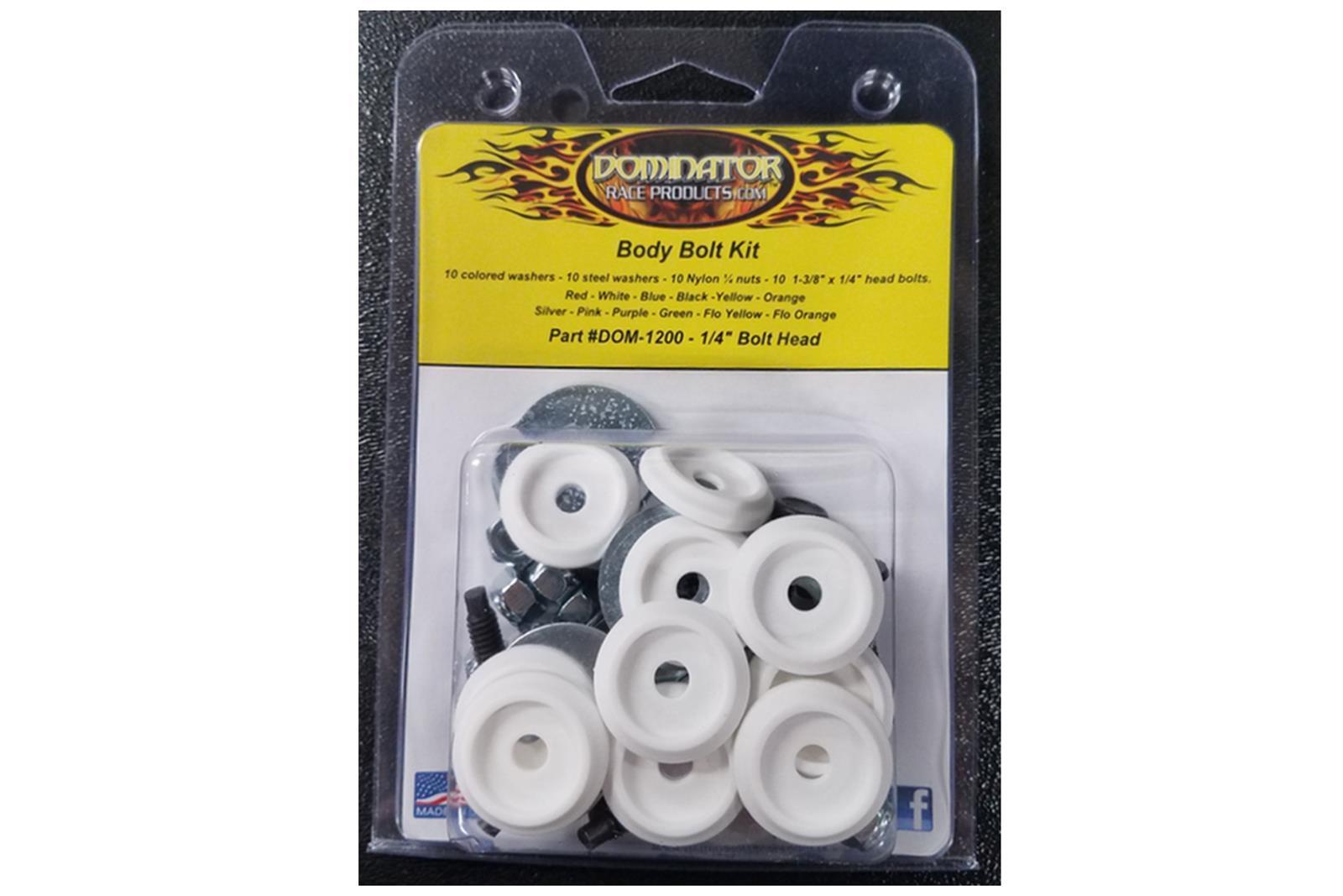 DOMINATOR RACE PRODUCTS Body Bolt Kit White Hex Head 1200-B-WH