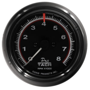 EQUUS 3-3/8 Dia Tachometer 8000 RPM Black Dial E6088