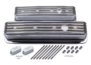MR. GASKET SBC Cast Alm Valve Cover Set Finned Style Pol. 6856G
