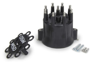 MSD IGNITION Distributor Cap & Ret- Chevy V8 HEI- Black 84333