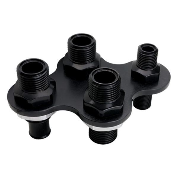 BILLET SPECIALTIES A/C & Heat Bulkhead Push On 4-Port Black BLK66925