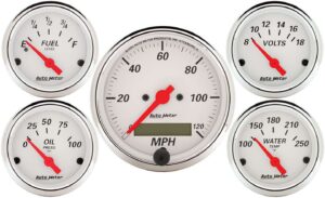 AUTOMETER Arctic White Gauge Kit W/Red Pointer 1302