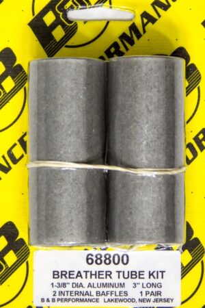 B and B PERFORMANCE PRODUCTS Breather Tube Kit – Alum. 3in Long (Pair) 68800