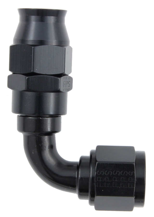 FRAGOLA Hose Fitting #6 90 Deg PTFE Black 689006-BL