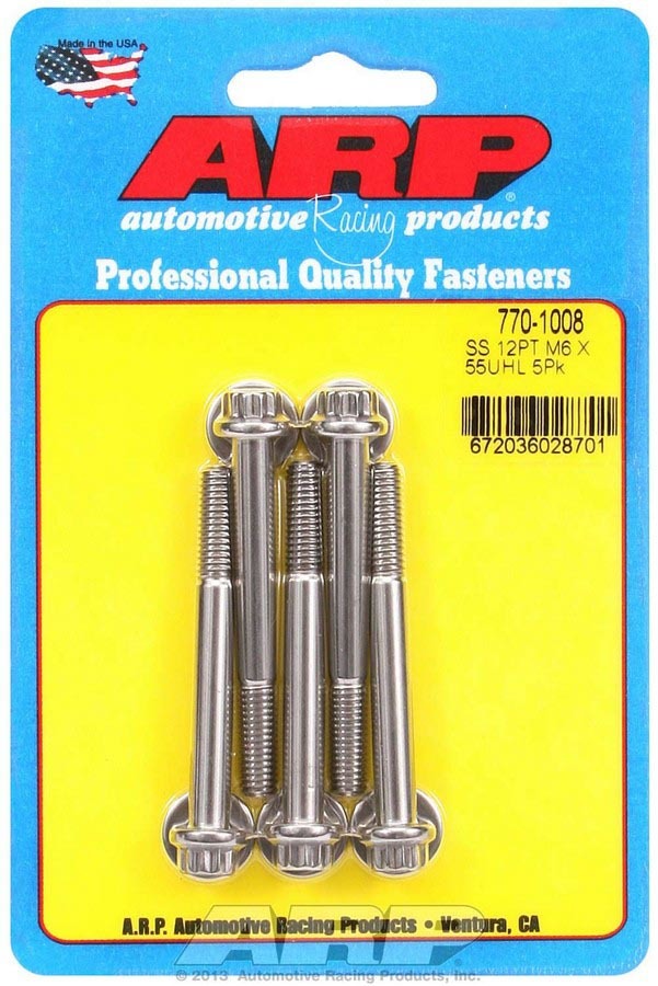 ARP S/S Bolt Kit – 12pt. (5) 6mm x 1.00 x 55mm 770-1008