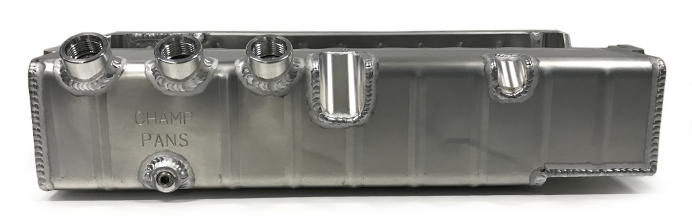CHAMP PANS SBC Alum. DS Oil Pan 3 O-Ring Ports 4.25 Deep PRO172R3A