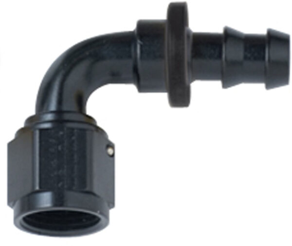 FRAGOLA Hose Fitting #10 90 Deg Push Lock Black 209010-BL