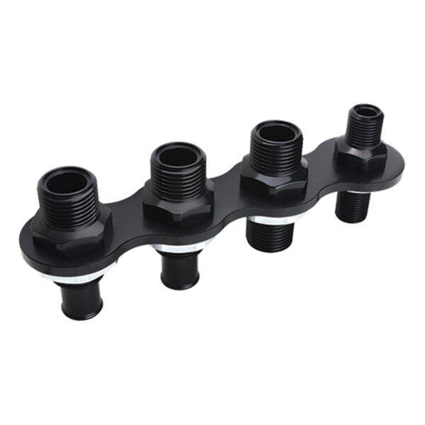 BILLET SPECIALTIES A/C & Heat Bulkhead Inli ne Push On 4-Port Black BLK66935