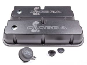 FORD SBF Valve Covers w/Cobra Logo Black M-6582-LE302SBK