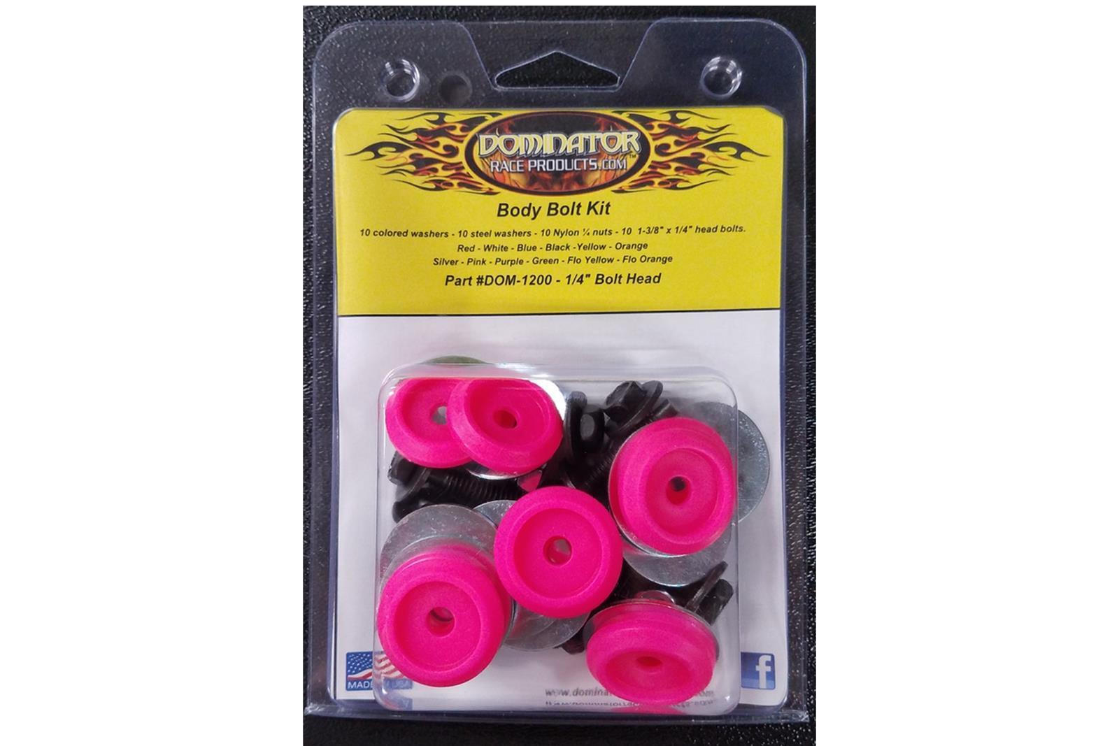 DOMINATOR RACE PRODUCTS Body Bolt Kit Pink Hex Head 1200-B-PK