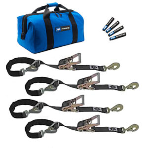 MACS CUSTOM TIE-DOWNS 4 Tie Down/Axle Strap Combo Twisted Hook 511108