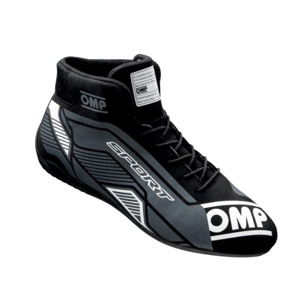 OMP RACING, INC. OMP SPORT SHOES FIA 8856 -2018 BLACK / WHITE SZ. IC0-0829-A01-076-44