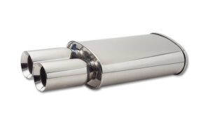 VIBRANT PERFORMANCE Oval Muffler 3in Inlet w/ Dual 3.5in Round Tip 1047